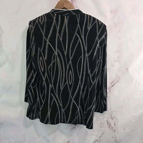 Alex Evenings Jacket Women Large Black Sparkle Shimmer Metallic Tank Set Two - Picture 6 of 16